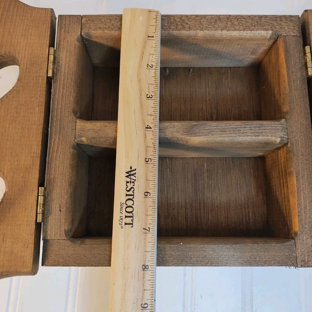 Vintage Heart Cut Out Wood Wall Cabinet Shelf Curio Spice 4 Hidden Pegs Cottage
